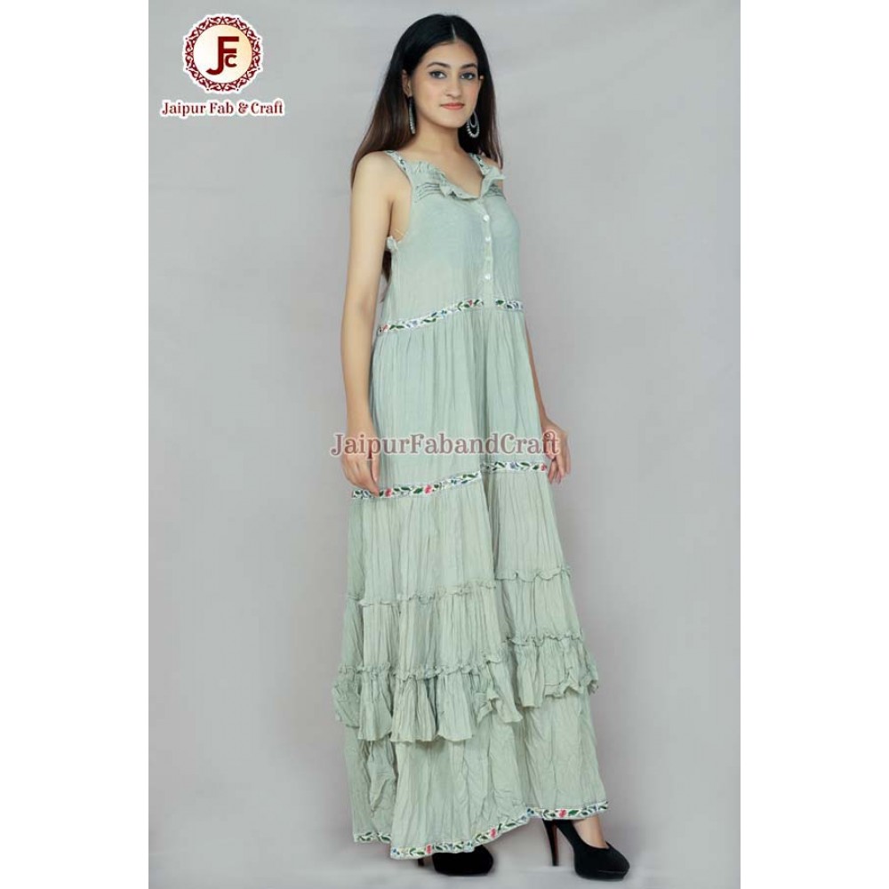 Women petite Pastel Green A-Line Self-Striped Tired Dress