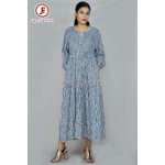 Women stripes Bishop sleeves maxi dress