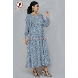 Women stripes Bishop sleeves maxi dress