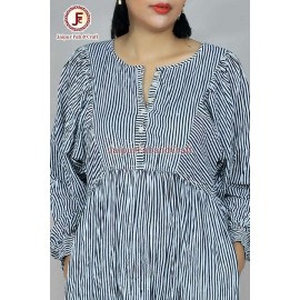 Women stripes Bishop sleeves maxi dress