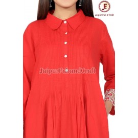 Women petite Collared gathered Dress