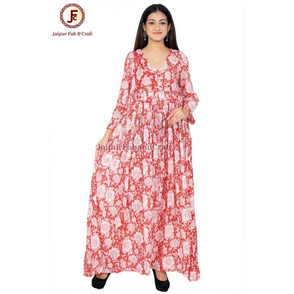 Women umbrella Hand block Maxi dress
