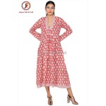 Plunge neck flayer dress