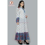 Women hand block print umbrella cut Maxi dress