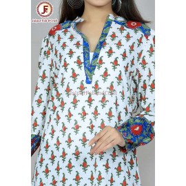 Women hand block print umbrella cut Maxi dress