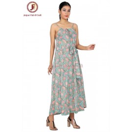 Women Halter Neck Front tie Flayered Dress