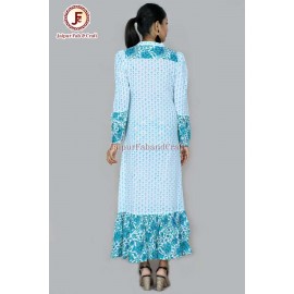 Women adorable hand block print A line frill dress