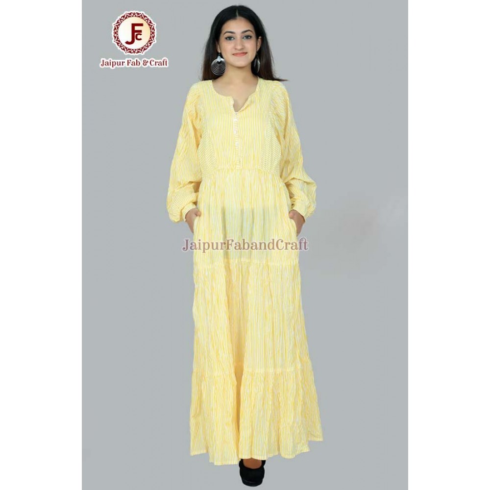 Women stripes Bishop sleeves maxi dress