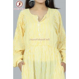 Women stripes Bishop sleeves maxi dress