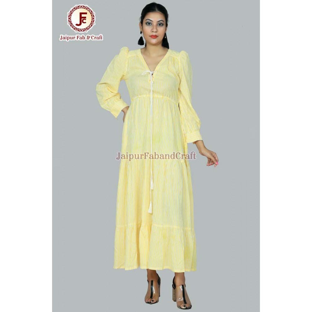 Women stripes loop and string maxy dress