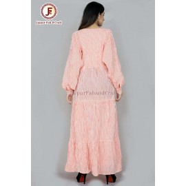 Women stripes Bishop sleeves maxi dress
