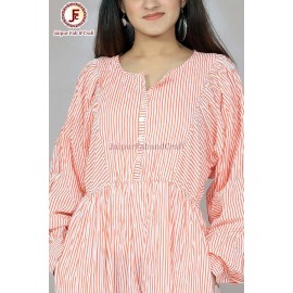 Women stripes Bishop sleeves maxi dress