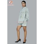 Women Cotton striped shirt and shorts night suit .
