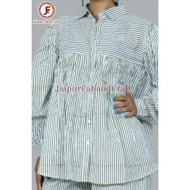 Women Cotton striped shirt and shorts night suit .