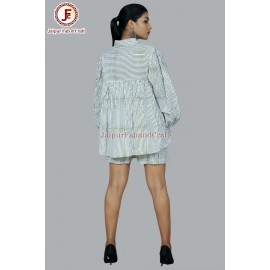 Women Cotton striped shirt and shorts night suit .