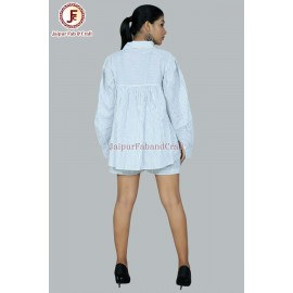 Women Cotton striped shirt and shorts night suit .