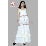 Women petite White A-Line Self-Striped Tired Dress