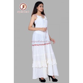 Women petite White A-Line Self-Striped Tired Dress