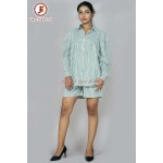Women Cotton striped shirt and shorts night suit .