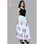 Women Block print umbrella skirt