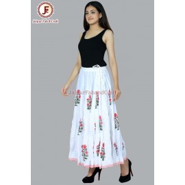 Women Block print umbrella skirt