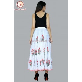 Women Block print umbrella skirt