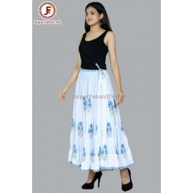 Women Block print umbrella skirt