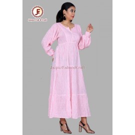 Women stripes Bishop sleeves maxi dress