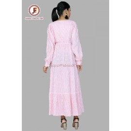 Women stripes Bishop sleeves maxi dress