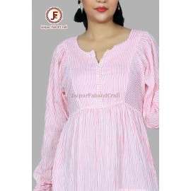 Women stripes Bishop sleeves maxi dress