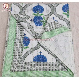 Cotton kantha bed cover
