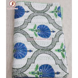 Cotton kantha bed cover