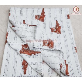 Cotton kantha bed cover
