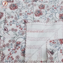 Cotton kantha bed cover