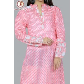 Women adorable hand block print A line frill dress