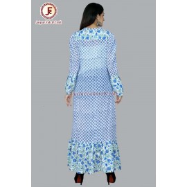 Women adorable hand block print A line frill dress