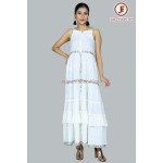 Women delightful Self - striped tired dress
