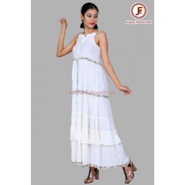 Women delightful Self - striped tired dress