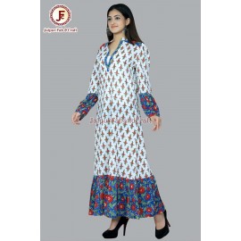 Women adorable hand block print A line frill dress