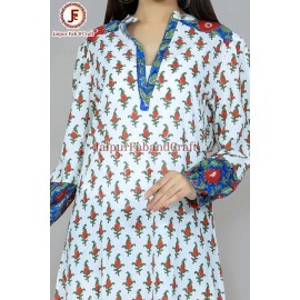 Women adorable hand block print A line frill dress
