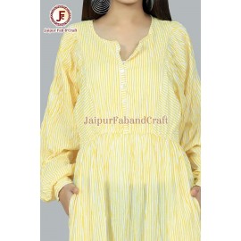 Women stripes Bishop sleeves maxi dress