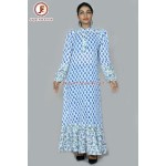 Women adorable hand block print A line frill dress