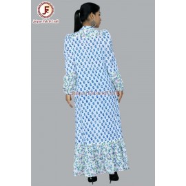 Women adorable hand block print A line frill dress