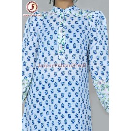 Women adorable hand block print A line frill dress
