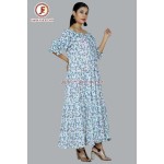 Women hand Block Floral print tired, off shoulder dress
