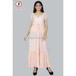 Women Baby pink solid Draw string maxi dress
