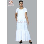 Women white solid Draw string maxi dress