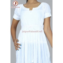 Women white solid Draw string maxi dress