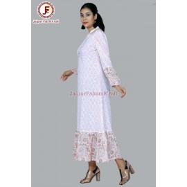 Women adorable hand block print A line frill dress