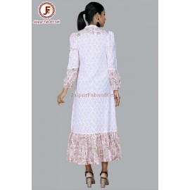 Women adorable hand block print A line frill dress